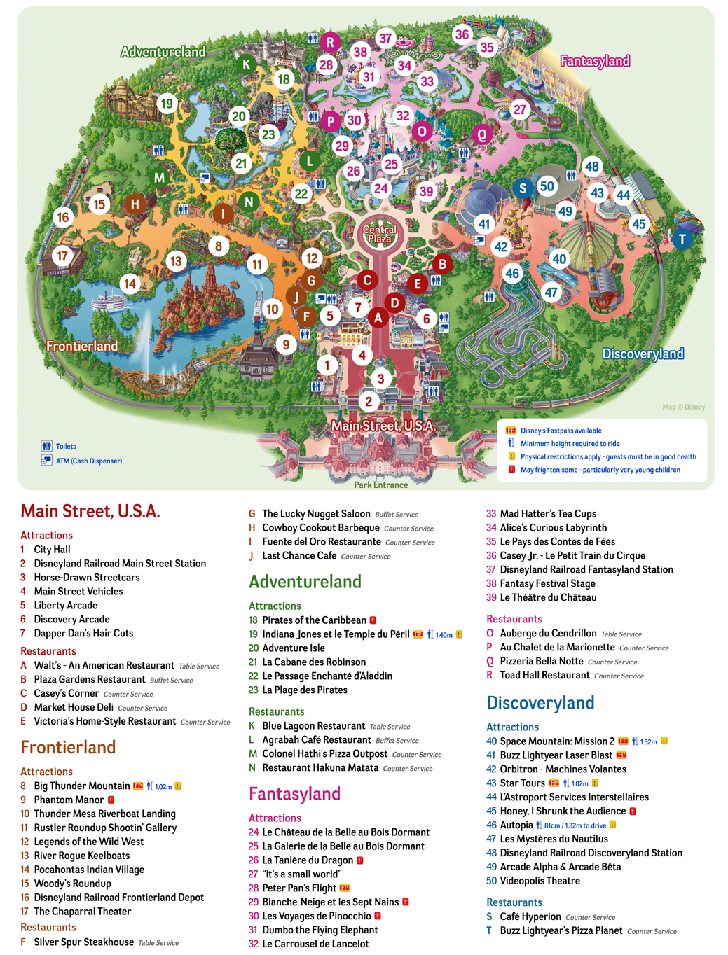 Karte und plan von Disneyland Paris und Walt Disney Studios