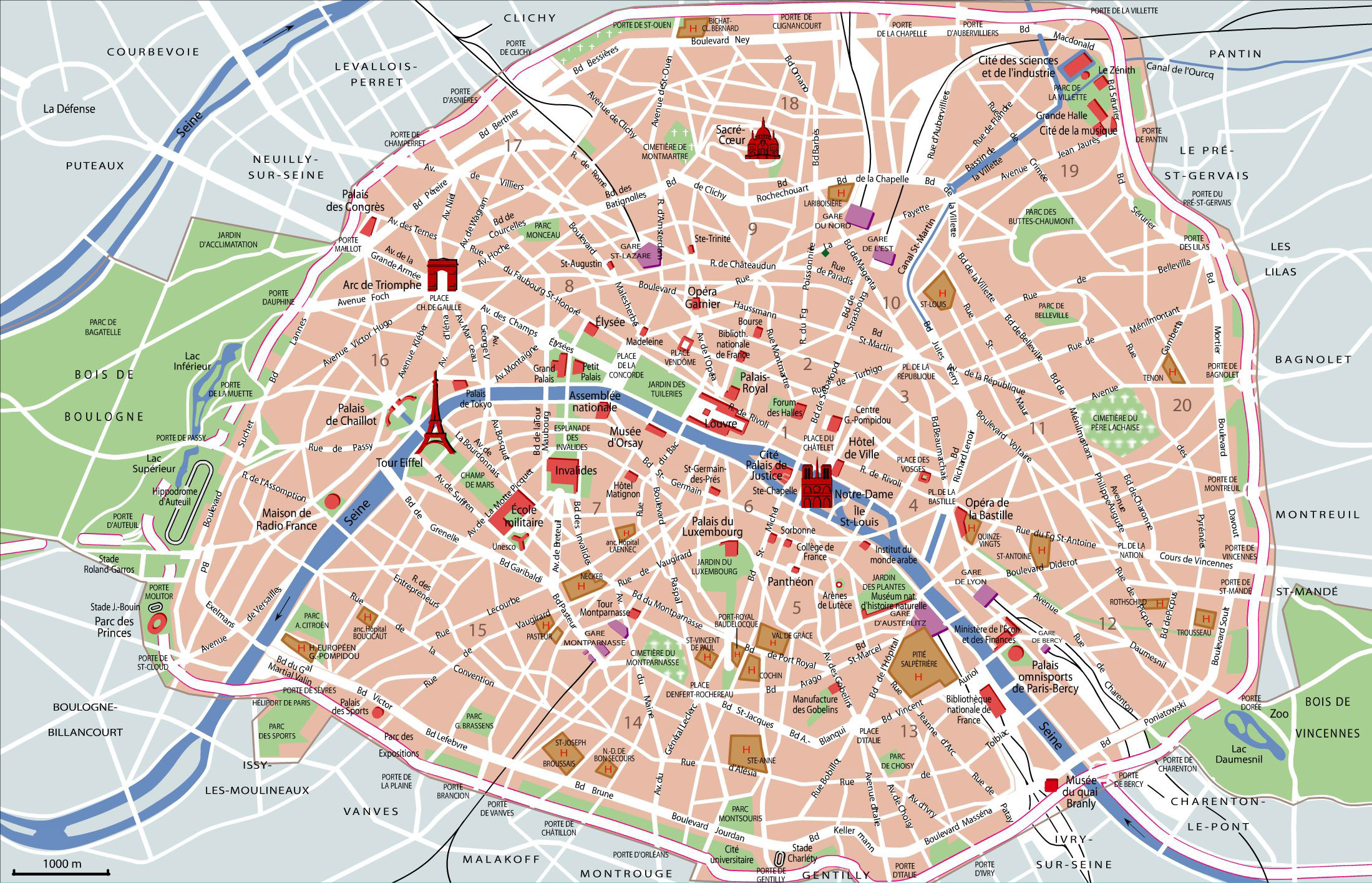 paris karte mit sehenswürdigkeiten Touristischen Karte Von Paris Sehenswurdigkeiten Und Touren paris karte mit sehenswürdigkeiten