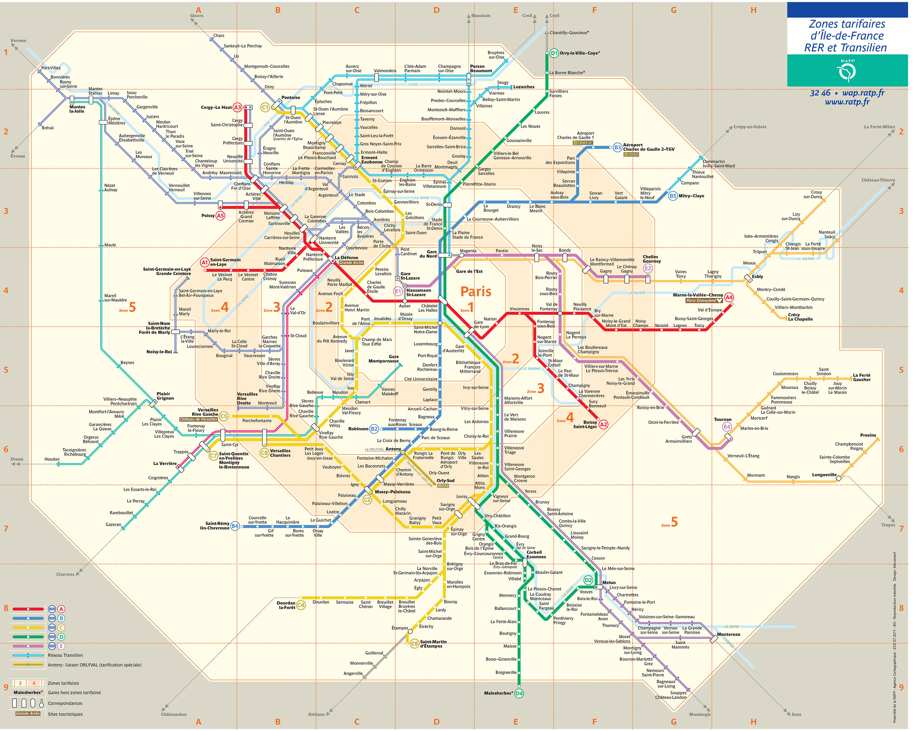 S bahn (rer,transilien) netzplan und karte von Paris