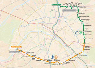 Straßenbahn netzplan von Paris