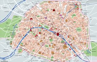 Karte die attraktionen, sehenswürdigkeiten und museen von Paris