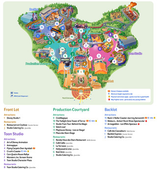 Karte von Walt Disney Studios von Paris