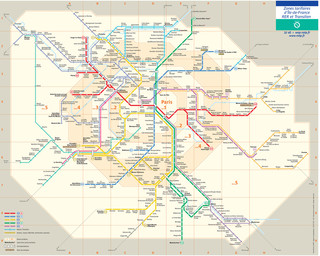 S bahn, regional bahn und vorortbahn netzplan von Paris