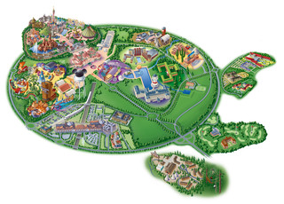 Karte von Disneyland, Disney Land, Eurodisney, Euro Disney von Paris